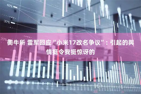 衡牛所 雷军回应“小米17改名争议”: 引起的舆情挺令我挺惊讶的