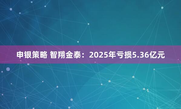 申银策略 智翔金泰：2025年亏损5.36亿元